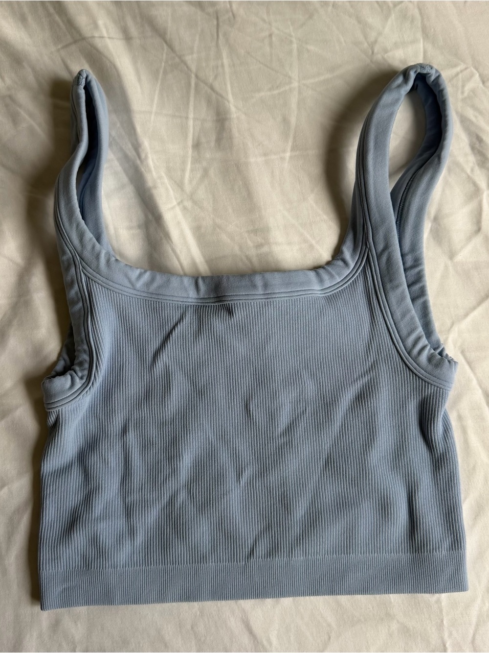 Set Active Ribbed Light Blue Crop Tank Top - Picture 2 of 2